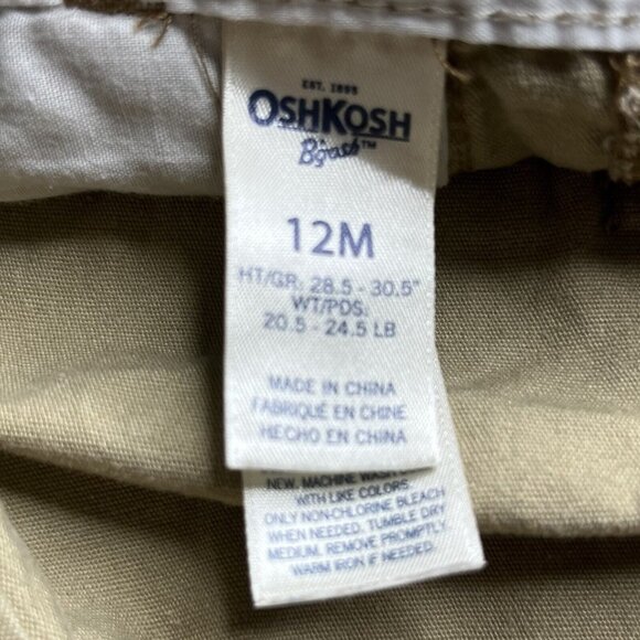 OshKosh B'Gosh Bib Overalls Baby 12 Months Tan Diaper Access - Picture 9 of 11